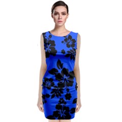 Dark Blue Hawaiian Classic Sleeveless Midi Dress by AlohaStore