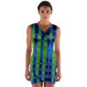 Blue Green Geometric Wrap Front Bodycon Dress View1