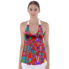 Bright Red Mod Pop Art Babydoll Tankini Top by BrightVibesDesign