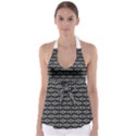 Black White Tiki Pattern Babydoll Tankini Top View1