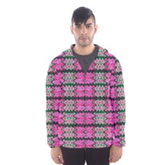 Pattern Tile Pink Green White Hooded Wind Breaker (men) by BrightVibesDesign