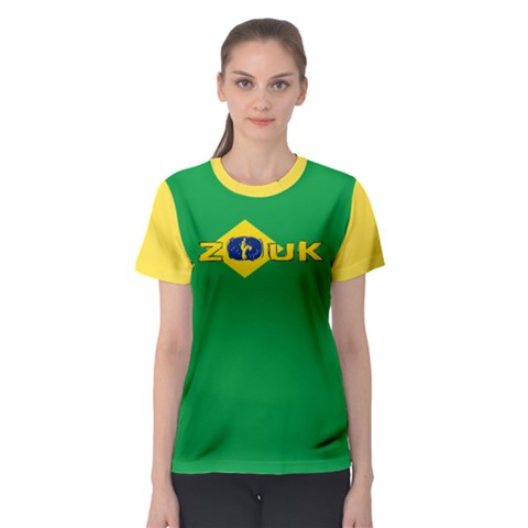 Brazil Flag Zouk  Women s Sport Mesh Tee by LetsDanceHaveFun