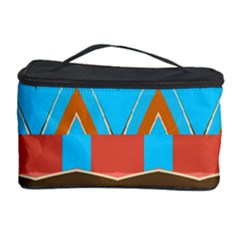 Blue Brown Chevrons                                                                       Cosmetic Storage Case by LalyLauraFLM