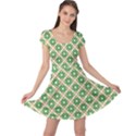 Crisscross Pastel Green Beige Cap Sleeve Dresses View1