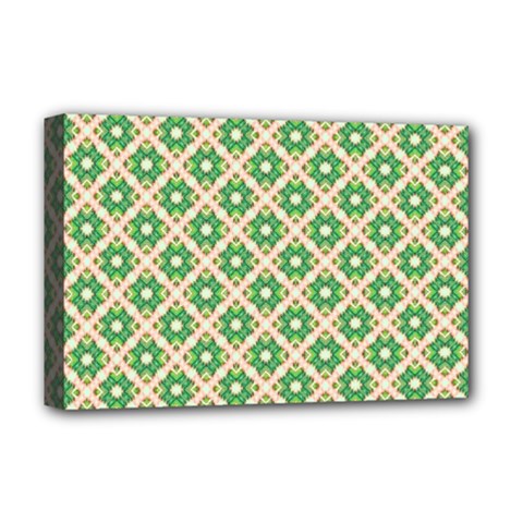 Crisscross Pastel Green Beige Deluxe Canvas 18  X 12   by BrightVibesDesign