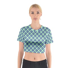 Crisscross Pastel Turquoise Blue Cotton Crop Top by BrightVibesDesign