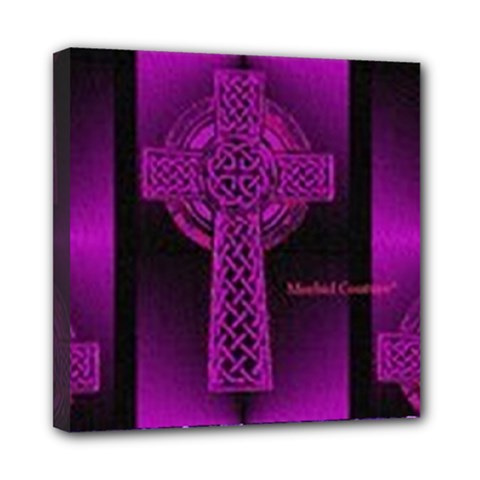 Purple Celtic Cross Mini Canvas 8  X 8 