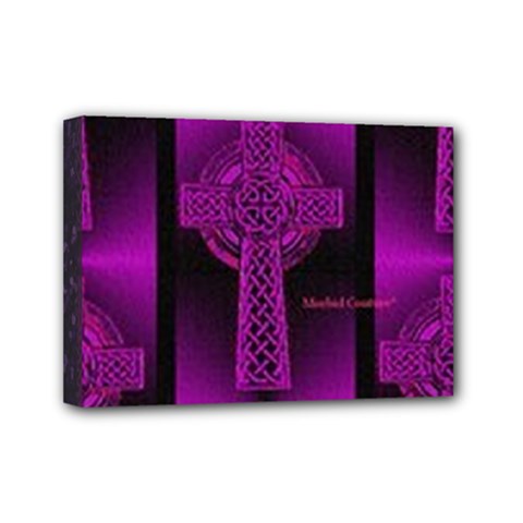 Purple Celtic Cross Mini Canvas 7  X 5  by morbidcouture