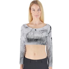 Tree Reflection Long Sleeve Crop Top by RoseanneJonesPhotography