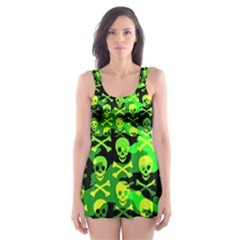 Skull Camouflage Skater Dress Swimsuit by ArtistRoseanneJones