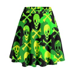 Skull Camouflage High Waist Skirt by ArtistRoseanneJones