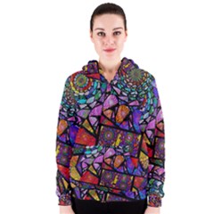 Fractal Stained Glass Women s Zipper Hoodie