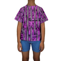 Purple Lace Landscape Abstract Shimmering Lovely In The Dark Kid s Short Sleeve Swimwear by pepitasart