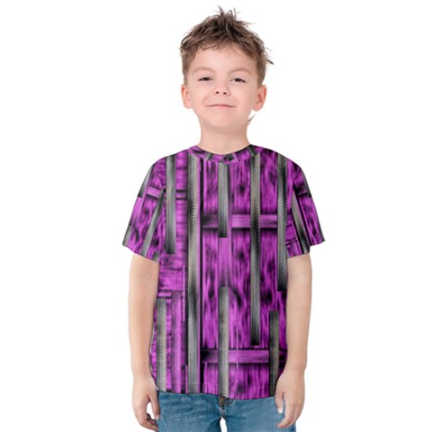 Purple Lace Landscape Abstract Shimmering Lovely In The Dark Kid s Cotton Tee by pepitasart