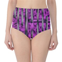 Purple Lace Landscape Abstract Shimmering Lovely In The Dark High-waist Bikini Bottoms by pepitasart