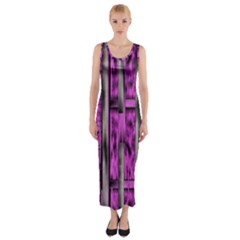 Purple Lace Landscape Abstract Shimmering Lovely In The Dark Fitted Maxi Dress by pepitasart