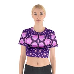 Magic Lotus In A Landscape Temple Of Love And Sun Cotton Crop Top by pepitasart