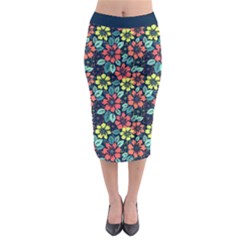 Tropical Flowers Midi Pencil Skirt