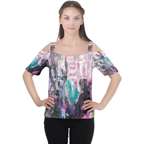 Graffiti Grunge Love Women s Cutout Shoulder Tee by ArtistRoseanneJones