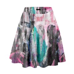Graffiti Grunge Love High Waist Skirt by ArtistRoseanneJones