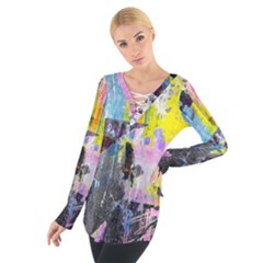 Graffiti Pop Women s Tie Up Tee by ArtistRoseanneJones