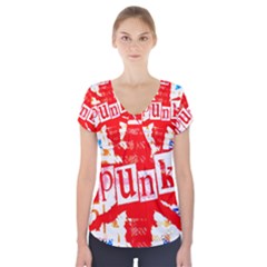 Punk Union Jack Short Sleeve Front Detail Top