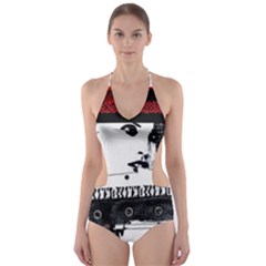 Punk Chick Cut-out One Piece Swimsuit by ArtistRoseanneJones