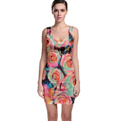 Painted Pastel Roses Bodycon Dress by LisaGuenDesign