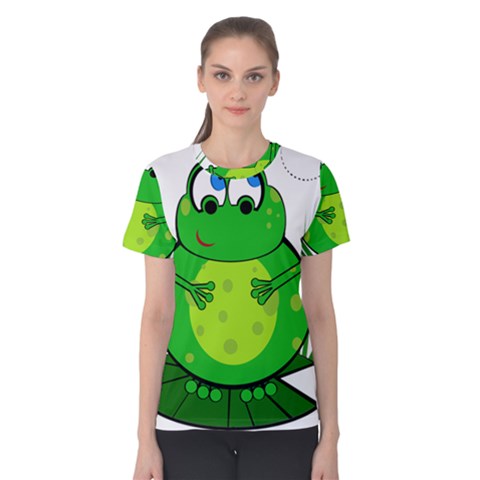 Green Frog Women s Cotton Tee by Valentinaart