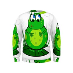 Green Frog Kids  Sweatshirt by Valentinaart