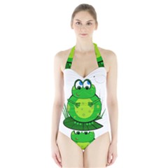 Green Frog Halter Swimsuit by Valentinaart