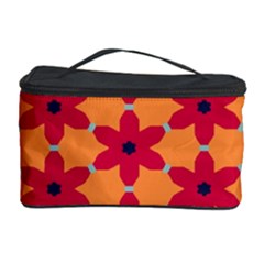 Red Flowers Pattern                                                                            Cosmetic Storage Case by LalyLauraFLM