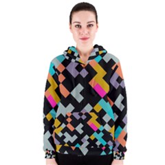 Connected Shapes                                                                             Women s Zipper Hoodie