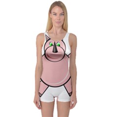 Pink Rhino One Piece Boyleg Swimsuit by Valentinaart