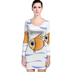 Cute Fish Long Sleeve Velvet Bodycon Dress by Valentinaart