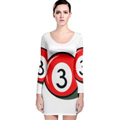 Billiard Ball Number 3 Long Sleeve Velvet Bodycon Dress by Valentinaart