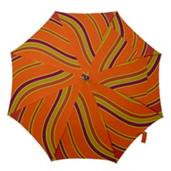 Orange Lines Hook Handle Umbrellas (medium) by Valentinaart