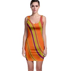Orange Lines Sleeveless Bodycon Dress by Valentinaart