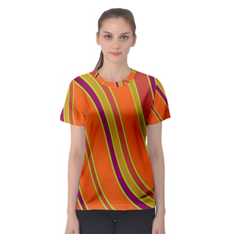 Orange Lines Women s Sport Mesh Tee by Valentinaart