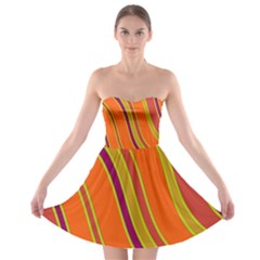 Orange Lines Strapless Dresses by Valentinaart