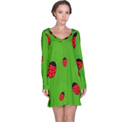 Ladybugs Long Sleeve Nightdress by Valentinaart