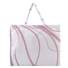 Pink Elegant Lines Zipper Large Tote Bag by Valentinaart