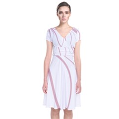 Pink Elegant Lines Short Sleeve Front Wrap Dress by Valentinaart