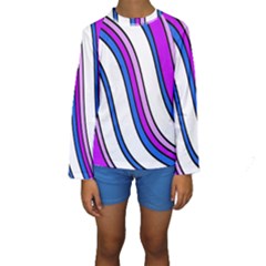 Purple Lines Kid s Long Sleeve Swimwear by Valentinaart