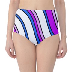 Purple Lines High-waist Bikini Bottoms