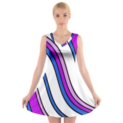 Purple Lines V-neck Sleeveless Skater Dress by Valentinaart
