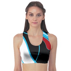 Blue, Red, Black And White Design Sports Bra by Valentinaart