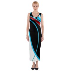 Blue, Red, Black And White Design Fitted Maxi Dress by Valentinaart