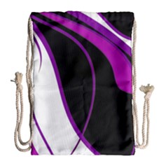 Purple Elegant Lines Drawstring Bag (large) by Valentinaart