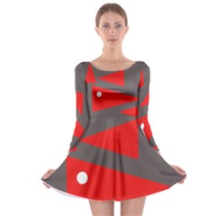 Decorative Abstraction Long Sleeve Skater Dress